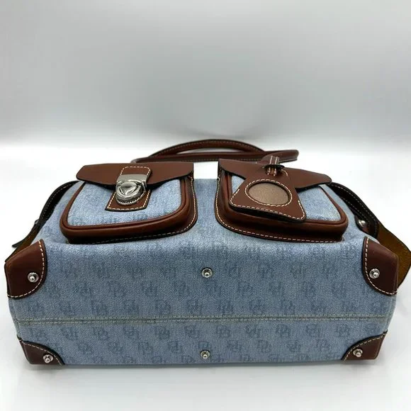 Vintage DOONEY & BOURKE Y2K Sig Double Pocket Denim Canvas Satchel - Picture 6 of 16